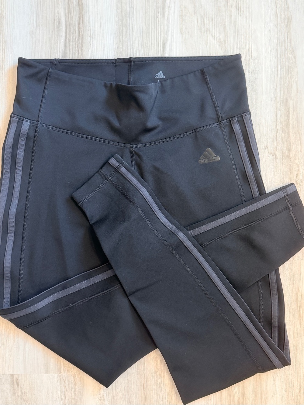 adidas Black Kids Athletic Leggings with Side Stripe